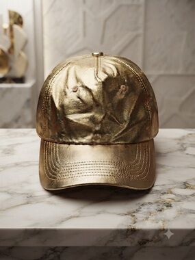Gold Metallic Baseball Cap with Adjustable Closure ~ Unisex